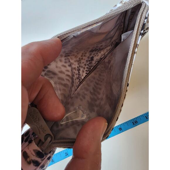 THIRTY-ONE White with Black and Tan Zip Top Cosmetic Small Bag NWOT - Picture 3 of 5